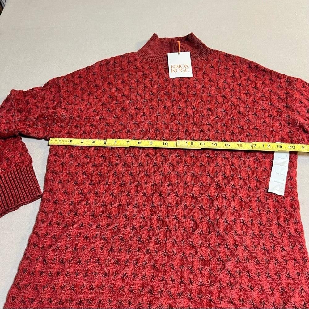 Knox Rose Sweater Women’s Small NWT | Textured Mock Neck Pullover Red Cozy Knit - Picture 7 of 14